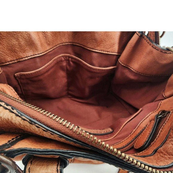 Liebeskind Berlin Satchel Bag Women Medium Brown Leather Crossbody Boho - Picture 5 of 13